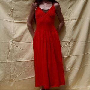 Free People Red Sleeveless Knit Midi Dress